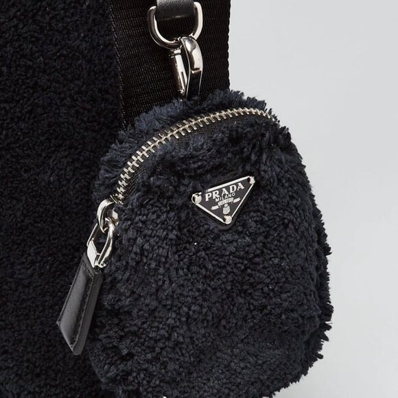 Prada Black Terry Triangle Logo Crossbody Bag 1BH190 - Picture 4 of 12